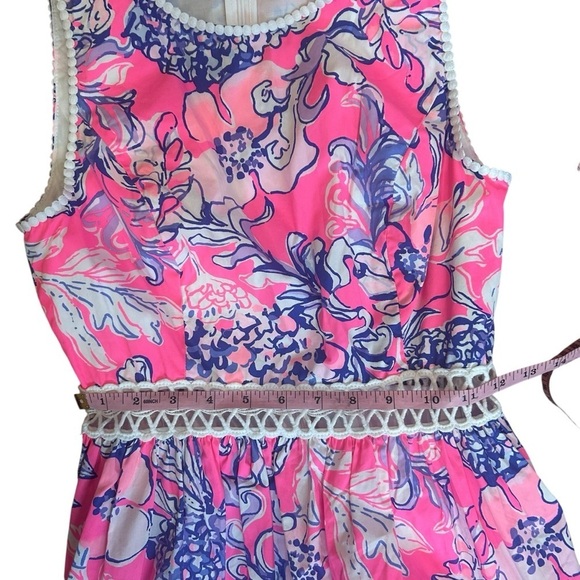 Lilly Pulitzer Alivia pink tropics sleeveless fit flare a line dress size 0 - Picture 11 of 12